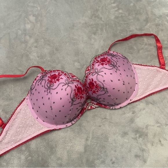 New! Victoria’s Secret Very Sexy Lilac Red Rosebud Dot Push-Up Bra 4761 - Picture 5 of 11